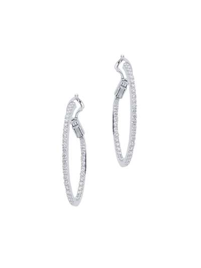 ORECCHINI OVALI IN ORO BIANCO 18KT CON DIAMANTI