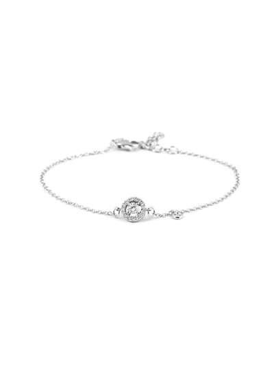 BRACCIALE IN ORO BIANCO 18KT CON DIAMANTE TONDO E DIAMANTI