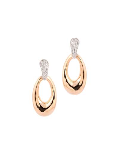 ORECCHINI IN ORO ROSA E ORO BIANCO 18KT CON PAVE' DI DIAMANTI