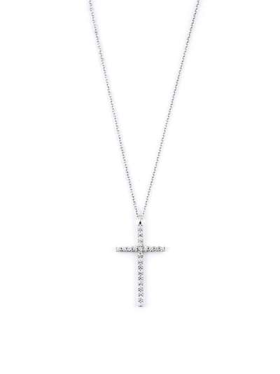 GIROCOLLO IN ORO BIANCO 18KT CROCE DI DIAMANTI BIANCHI