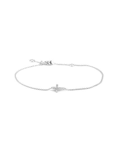 BRACCIALE IN ORO BIANCO 18KT CROCE DI DIAMANTI