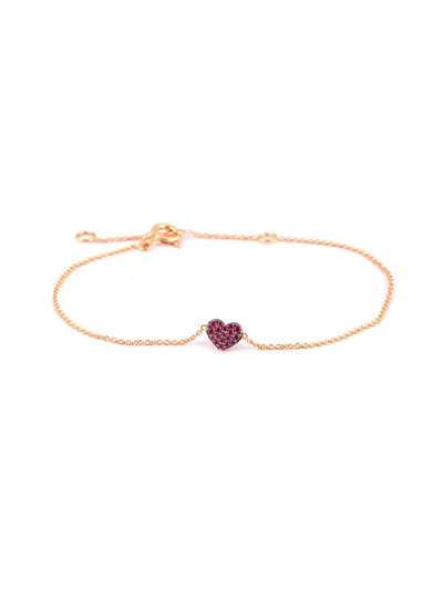 BRACCIALE IN ORO ROSA 18KT CUORE DI RUBINI