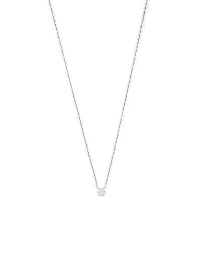 GIROCOLLO IN ORO BIANCO 18KT BOTTONCINO E PAVE' DI DIAMANTI