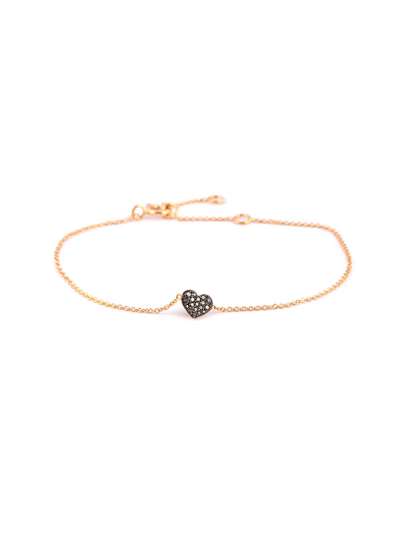BRACCIALE IN ORO ROSA 18KT CUORE CON DIAMANTI NERI