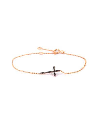 BRACCIALE IN ORO ROSA 18KT CROCE DI DIAMANTI NERI