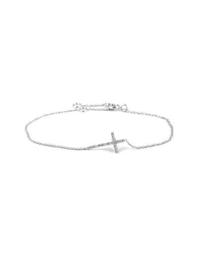 BRACCIALE IN ORO BIANCO 18KT CROCE DI DIAMANTI