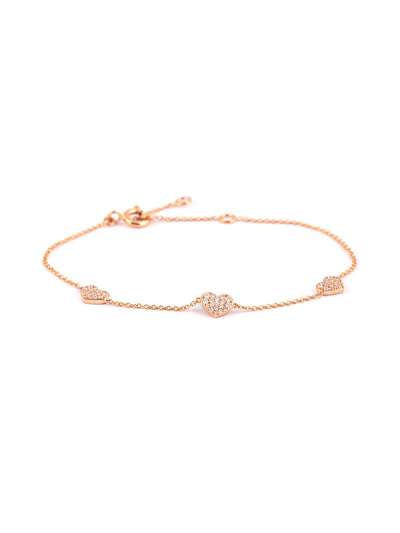 BRACCIALE IN ORO ROSA 18KT TRE CUORI CON DIAMANTI