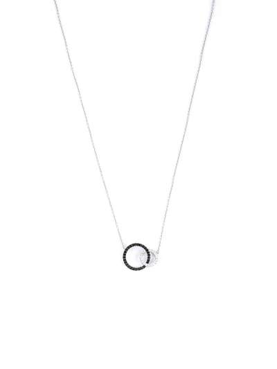 GIROCOLLO IN ORO BIANCO 18KT DUE ANELLI CON DIAMANTI BIANCHI E DIAMANTI NERI