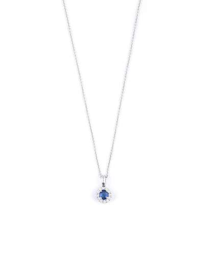 GIROCOLLO IN ORO BIANCO 18KT CON ZAFFIRO BLU E DIAMANTI