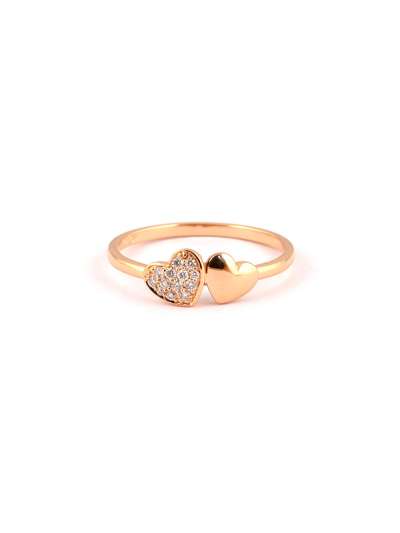 ANELLO IN ORO ROSA 18KT DUE CUORI CON DIAMANTI