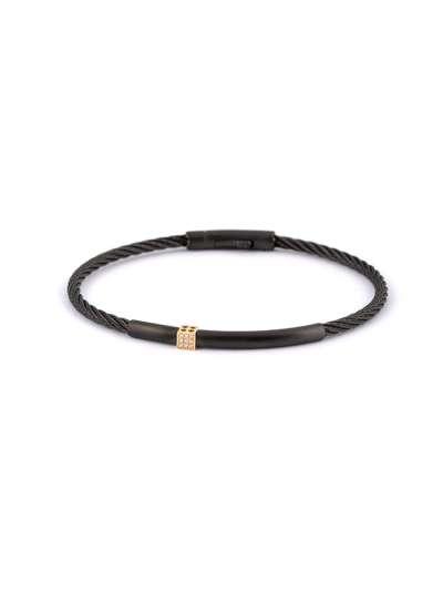 BRACCIALE THREADS BERSANI IN ACCIAIO BRUNITO E ORO GIALLO 18KT CON DIAMANTI BIANCHI MOD. 9200GB