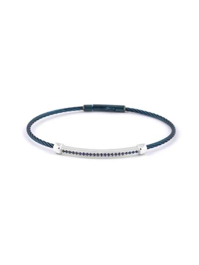 BRACCIALE THREADS BERSANI IN ACCIAIO AZZURRATO E ORO BIANCO 18KT CON ZAFFIRI BLU MOD. 9086BZ