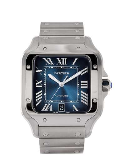 CARTIER SANTOS DE CARTIER MODELLO GRANDE BLU IN ACCIAIO REF. WSSA0071
