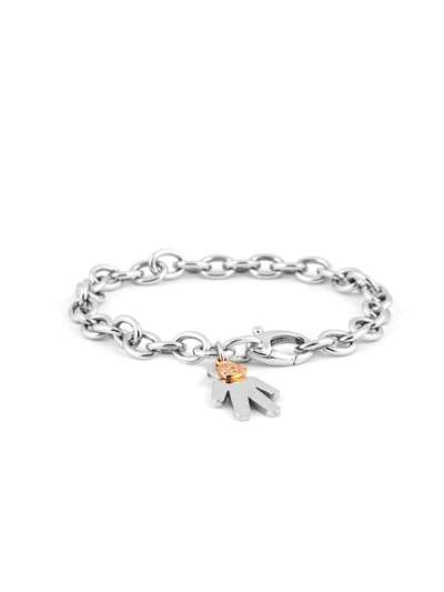 BRACCIALE EASY BIMBO IN ARGENTO E ORO ROSA 18KT CON DIAMANTI