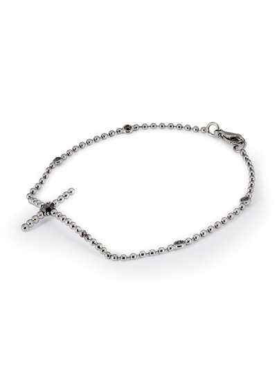 BRACCIALE IN ORO BIANCO 18KT RODIATO NERO CON DIAMANTI NERI