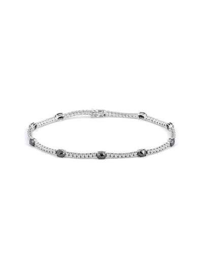 BRACCIALE TENNIS IN ORO BIANCO 18KT CON DIAMANTI E DIAMANTI NERI