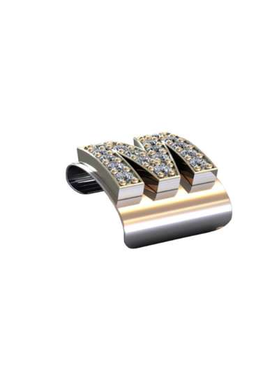 CLIP BRACCIALE ROLEX OYSTER LETTERA M CON DIAMANTI