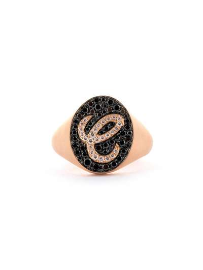 ANELLO PAVE' IN ORO ROSA 18KT LETTERA C CON DIAMANTI