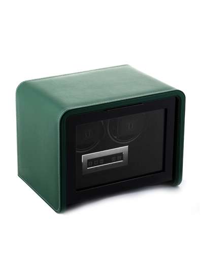 SCATOLA PORTA OROLOGI CON ROTORE IN PELLE DUE POSTI