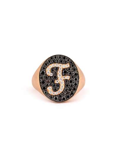 ANELLO PAVE' IN ORO ROSA 18KT LETTERA F CON DIAMANTI