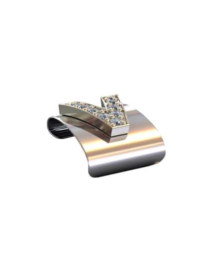 CLIP BRACCIALE ROLEX OYSTER LETTERA V CON DIAMANTI