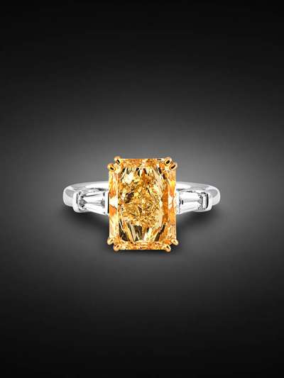 ANELLO IN ORO BIANCO 18KT CON DIAMANTE FANCY YELLOW E DIAMANTI