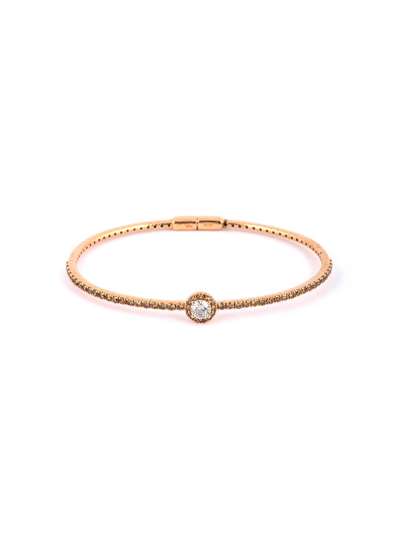 BRACCIALE RIGIDO A MOLLA IN ORO ROSA 18KT CON DIAMANTI BROWN E DIAMANTE CENTRALE
