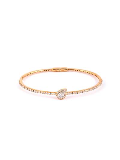 BRACCIALE RIGIDO A MOLLA IN ORO ROSA 18KT CON DIAMANTI E DIAMANTE A GOCCIA