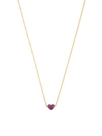 GIROCOLLO IN ORO ROSA 18KT CUORE CON RUBINI