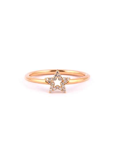 ANELLO IN ORO ROSA 18KT STELLA VUOTA CON DIAMANTI