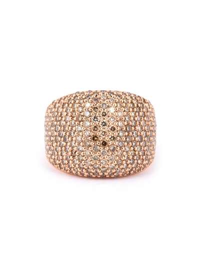 ANELLO PAVE' A FASCIA IN ORO ROSA 18KT CON DIAMANTI BROWN