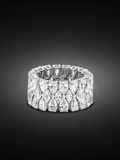 ANELLO IN ORO BIANCO 18KT CON DIAMANTI MARQUISE E GOCCIA