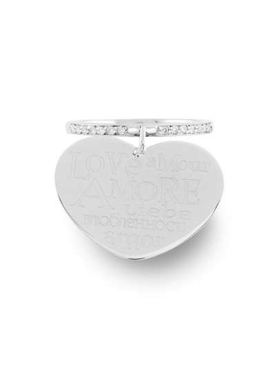 ANELLO FANTASIA IN ORO BIANCO 18KT CUORE CON DIAMANTI