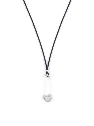 GIROCOLLO CON CORDINO E ORO BIANCO 18KT CON DIAMANTI