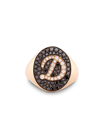 ANELLO PAVE' IN ORO ROSA 18KT LETTERA D CON DIAMANTI