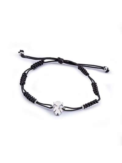 BRACCIALE EASY CON CORDINO E PENDENTE BIMBA IN ORO BIANCO 18KT CON DIAMANTE