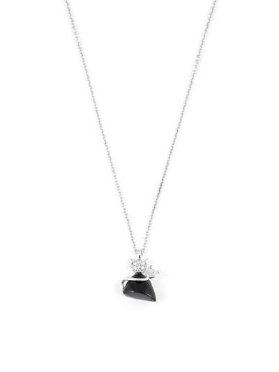 GIROCOLLO IN ORO BIANCO 18KT CON DIAMANTI E ONICE