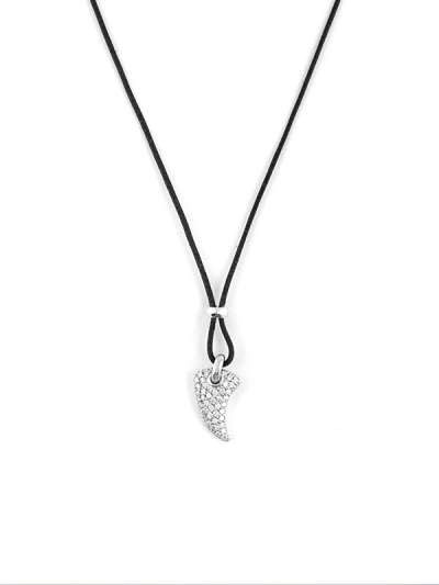 GIROCOLLO CON CORDINO E ORO BIANCO 18KT CON DIAMANTI