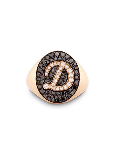 ANELLO PAVE' IN ORO ROSA 18KT LETTERA D CON DIAMANTI