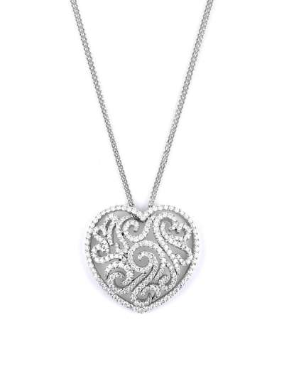 GIROCOLLO IN ORO BIANCO 18KT CON CUORE E DIAMANTI